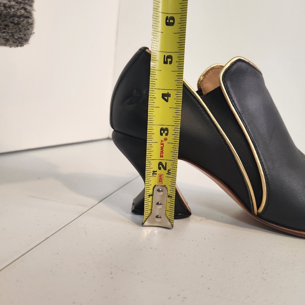 John Fluevog Super Fine Prestige Black Leather Slip On High Heel Shoes Size 9.5 - Picture 15 of 15